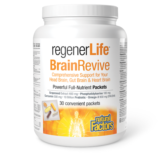 RegenerLife BrainRevive supplement container on a white background