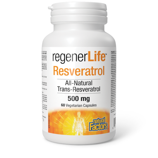 RegenerLife Resveratrol supplement bottle on a white background