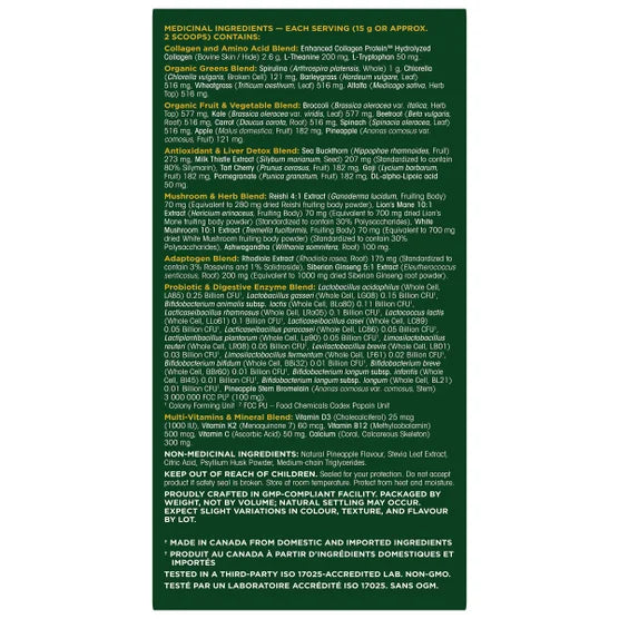 ORGANIKA O1 Greens+ Blend Pineapple Punch 600g， 53 Ingredients for Total Daily Health