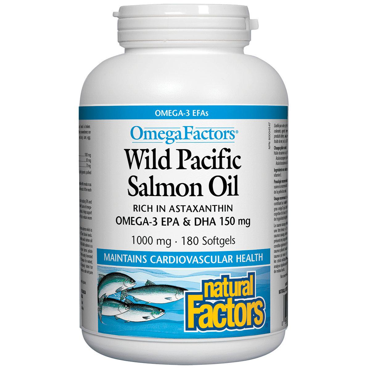 Natural Factors Wild Pacific Salmon Oil, 1000 mg, 180 sgls