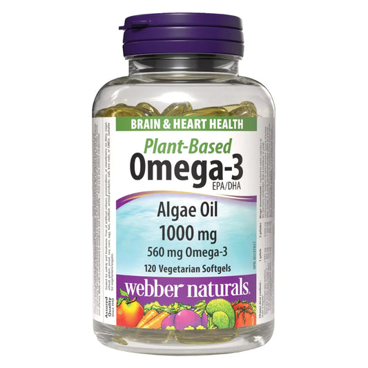 Webber Naturals Algae Omega-3 Plant-Based, 120 Vegetarian Softgels