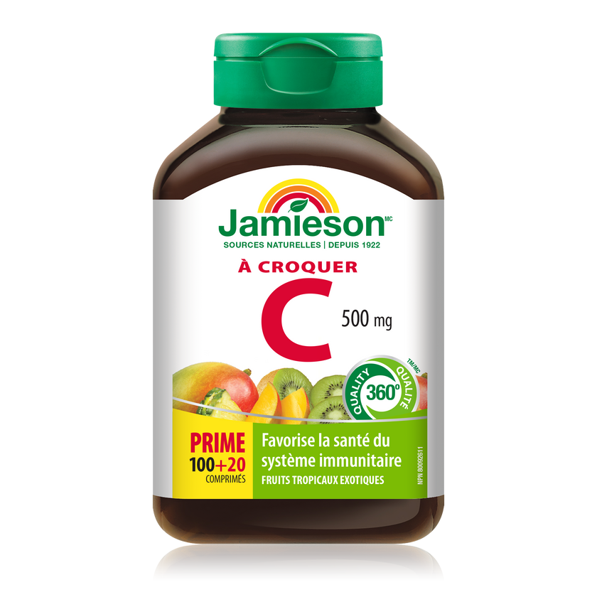 Jamieson 维生素C，500毫克，热带水果口味，可咀嚼100片+ 20片