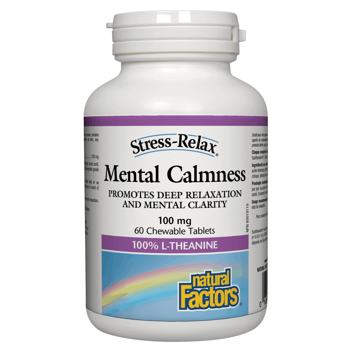 Supplement bottle labeled 'Stress-Relax Mental Calmness' by Natural Factors on a white background Natural Vitamin Direct Inc Shop Canadian since 1997