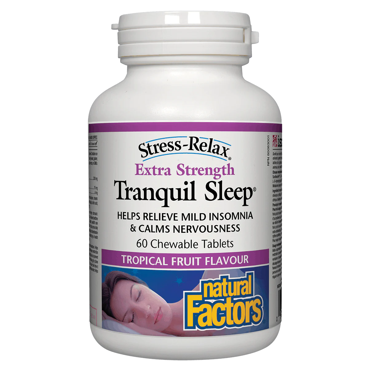Natural Factors Tranquil Sleep 60 chewable tablets Tropical Fruit Flavour