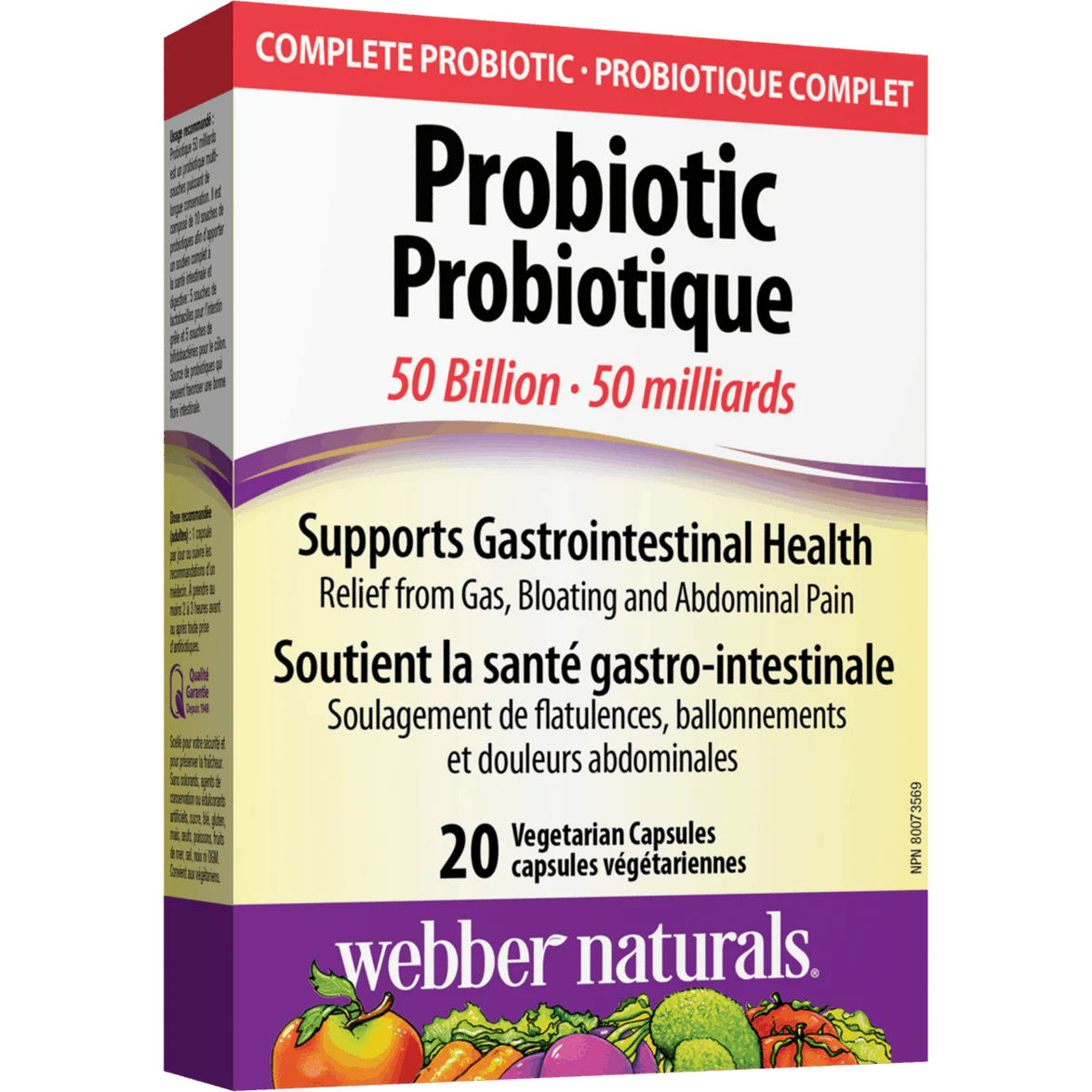 Box of Webber Naturals Probiotic supplement on a white background