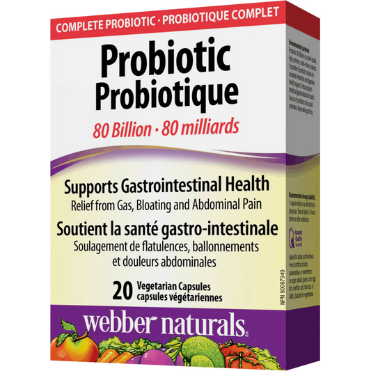 Box of Webber Naturals probiotic supplements on a white background