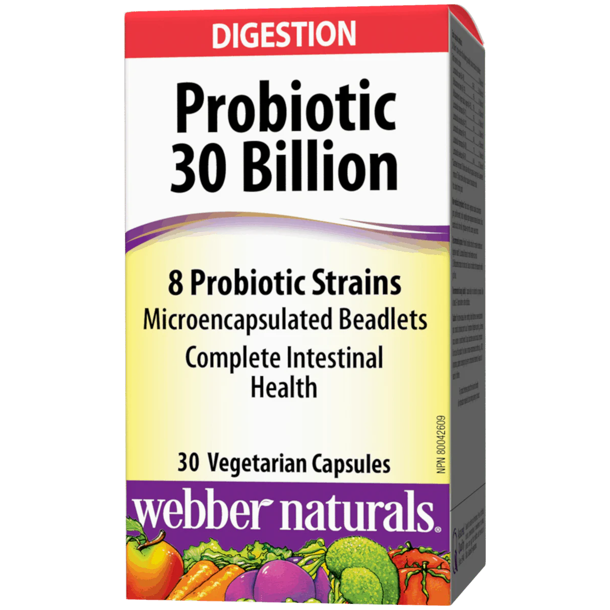 Probiotic supplement packaging with 'Webber Naturals' branding on a white background