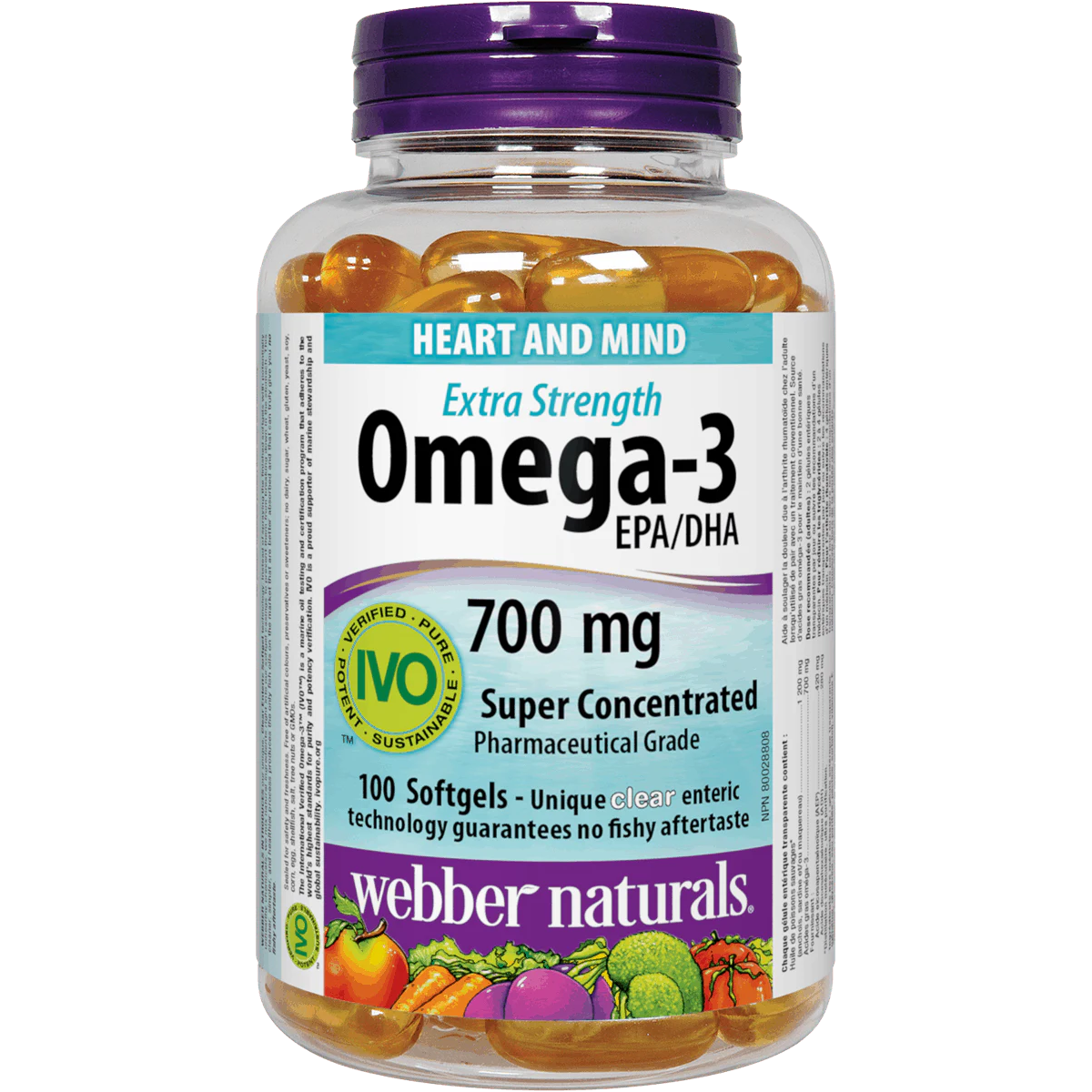Webber Naturals Omega-3 Extra Strength, 700 mg EPA/DHA, 100 Clear Enteric Softgels