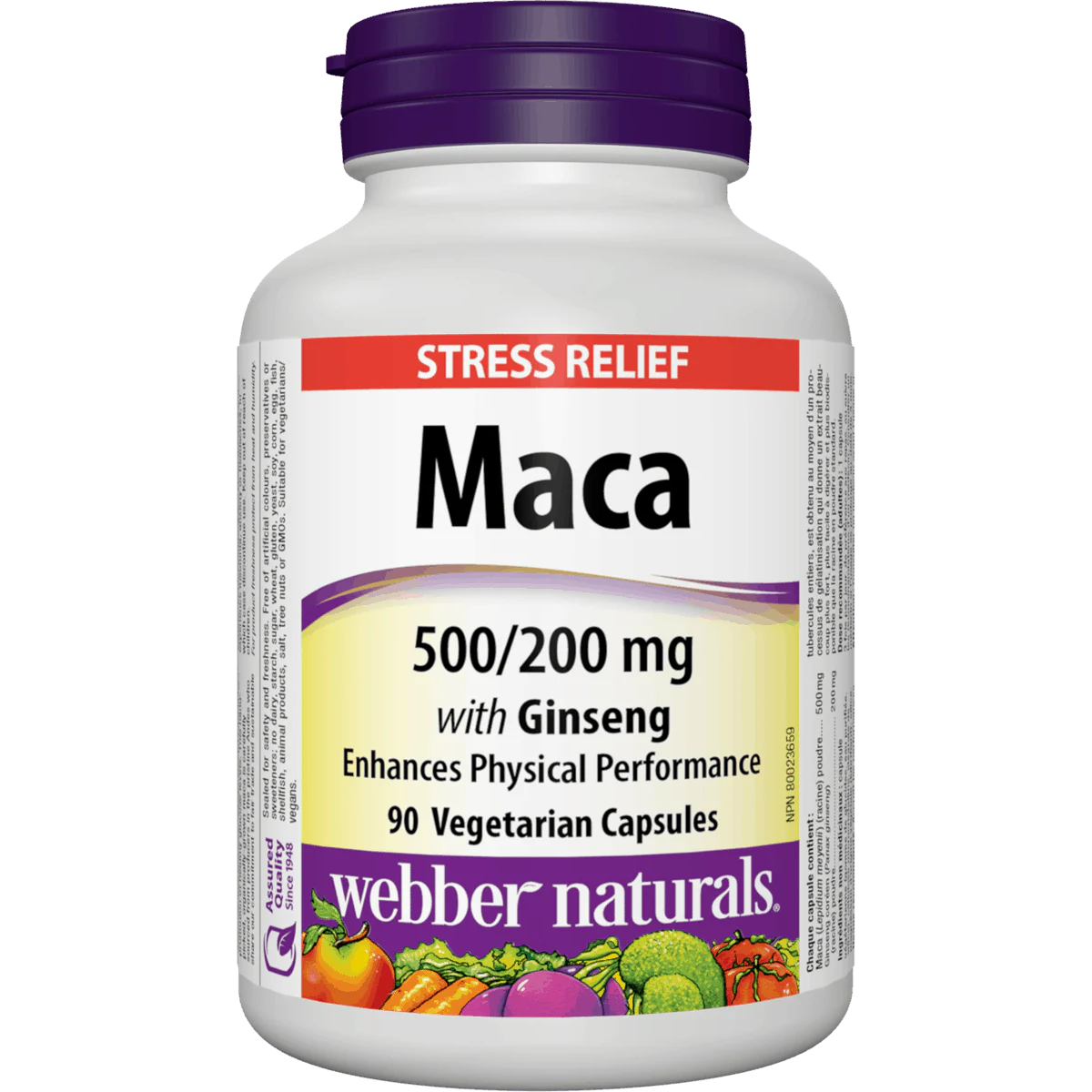 Webber Naturals Maca supplement bottle with label on a white background