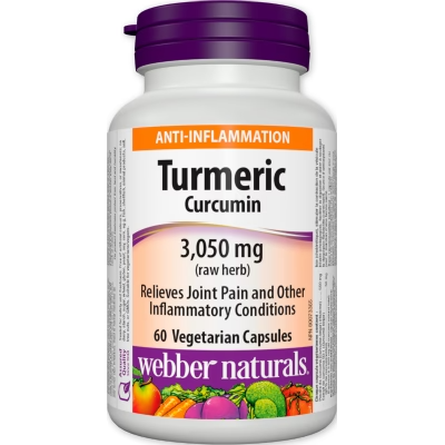 Turmeric Curcumin supplement bottle with label on a white background