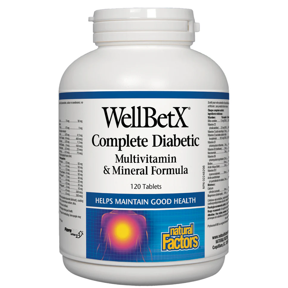 WellBetX Complete Diabetic Multivitamin & Mineral Formula bottle on a white background sold online natvd.com