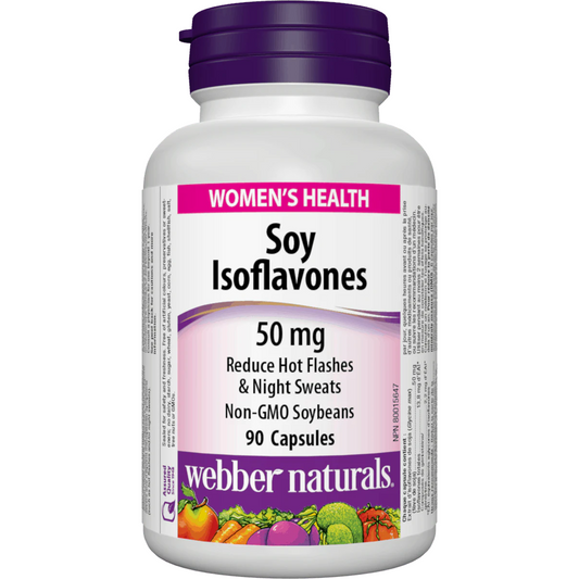 Webber Naturals Women's Health Soy Isoflavones supplement bottle on a white background