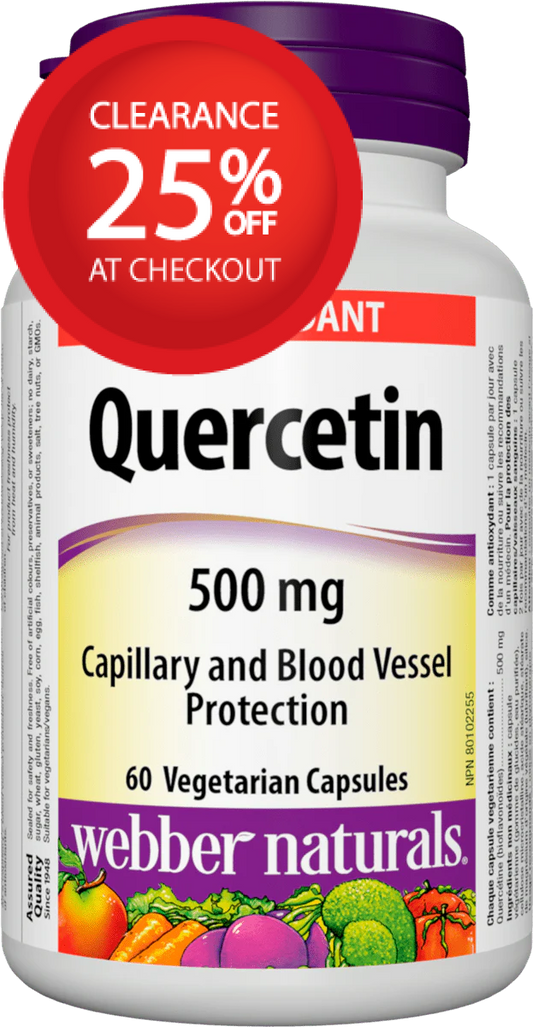【clearance】Webber Naturals Quercetin 500 mg 60 vegetarian capsules EXP APR 2026