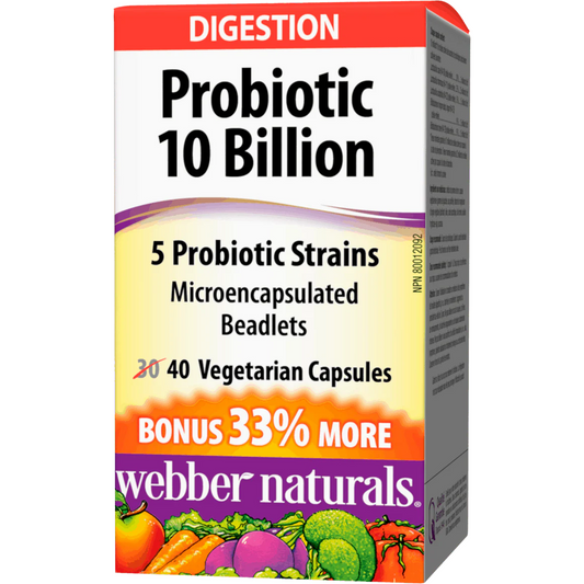 Webber Naturals Complete Probiotic, Multi Strain, Double Strength 10 billion active cells, 40caps