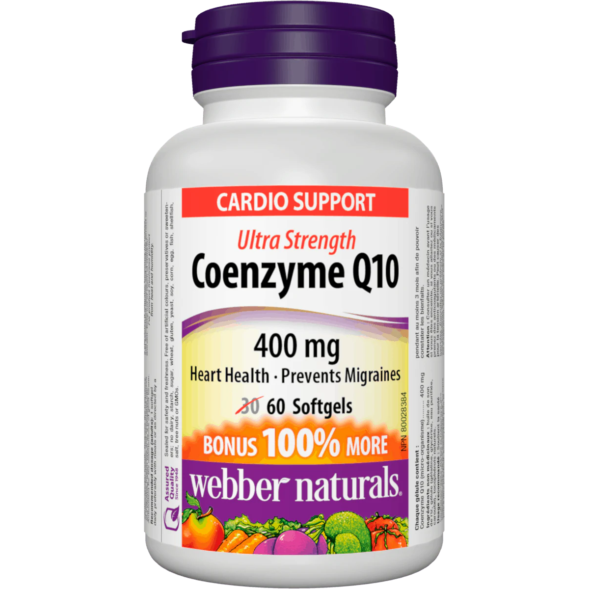 Coenzyme Q10 supplement bottle with label on a white background