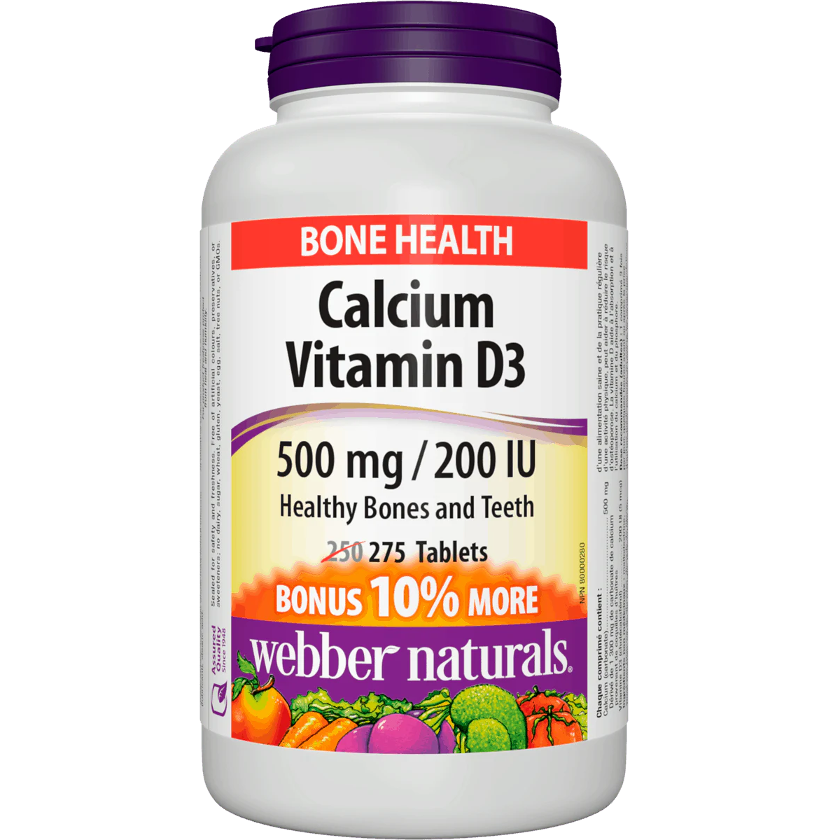 Webber Naturals Calcium Vitamin D3 supplement bottle on a white background
