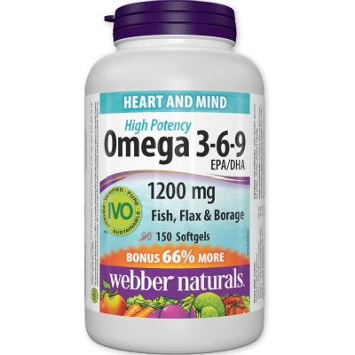 Webber Naturals Omega 3-6-9 , 1200毫克 150软胶囊特惠装