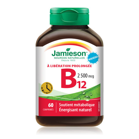 Jamieson Vitamin B12 2,500mcg Time Release, 60 tablets Canada French