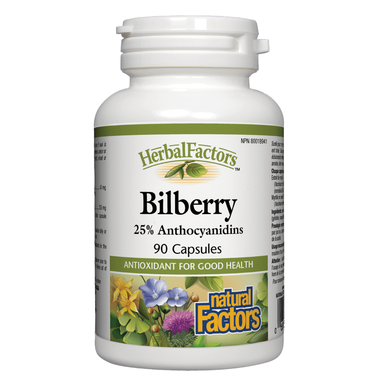 Natural Factors Bilberry Extract, 40mg, 25% Anthocyanidins, 90 capsules