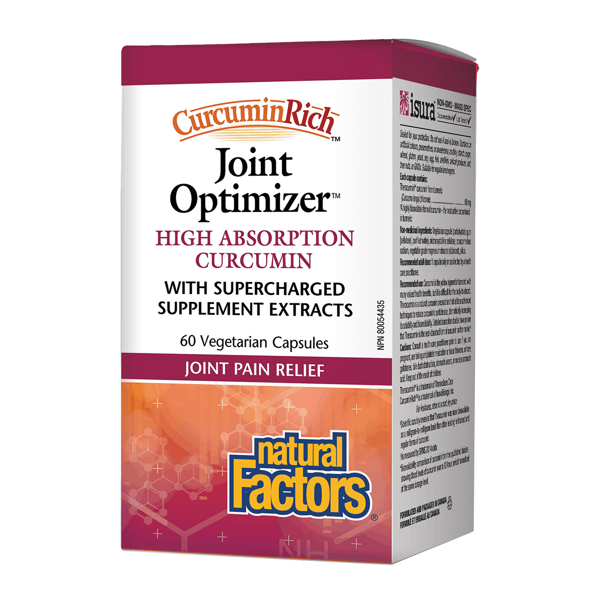 Box of Natural Factors Curcumin Rich Joint Optimizer supplement on a white background