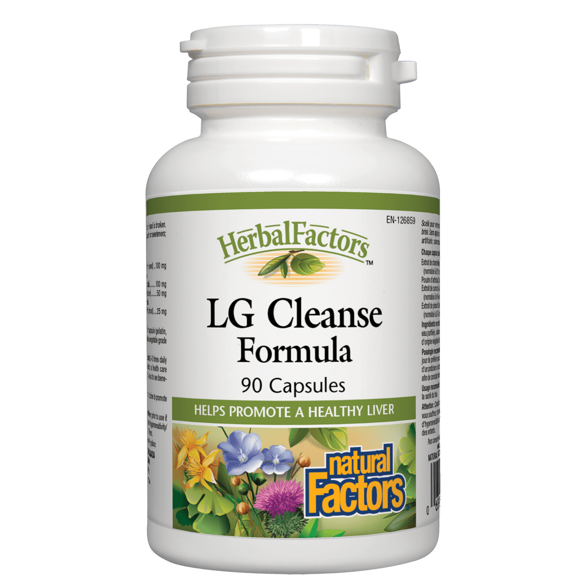 Herbal Factors LG Cleanse Formula supplement bottle on a white background