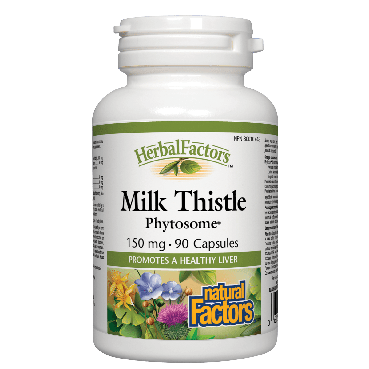 Herbal Factors Milk Thistle Phytosome supplement bottle on a white background