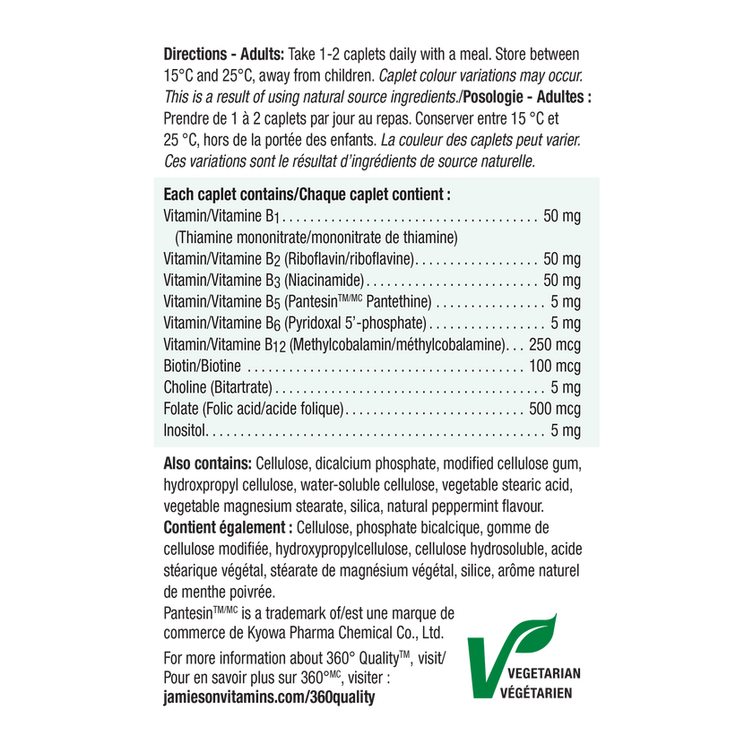 Jamieson Vitamin B Complex, 50 mg, 90+30 Caplets