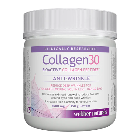 Jar of Collagen30 bioactive collagen peptides on a white background