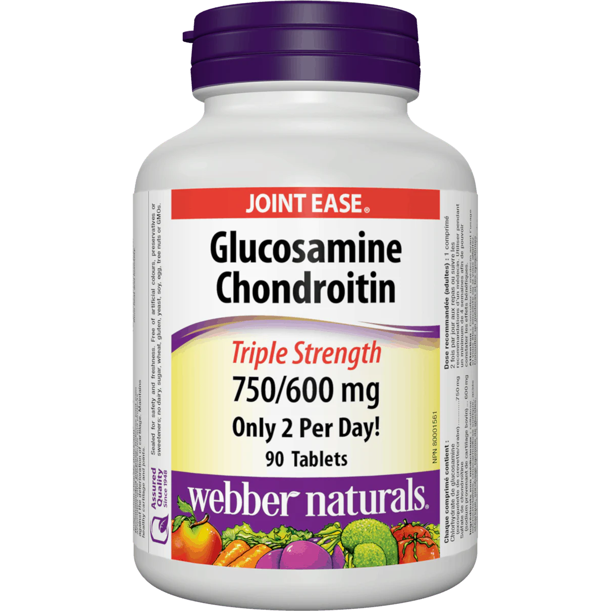 Bottle of Webber Naturals Glucosamine Chondroitin supplement on a white background