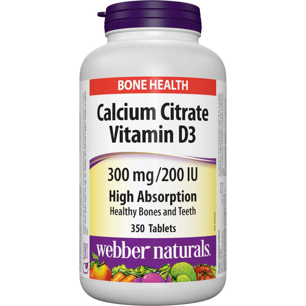 Webber Naturals Calcium Citrate Vitamin D3 supplement bottle on a white background