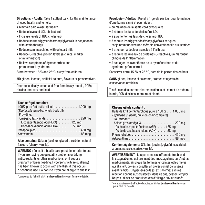 Jamieson Omega Complete™ Ultra Strength Super Krill 1000 mg, 30 softgels