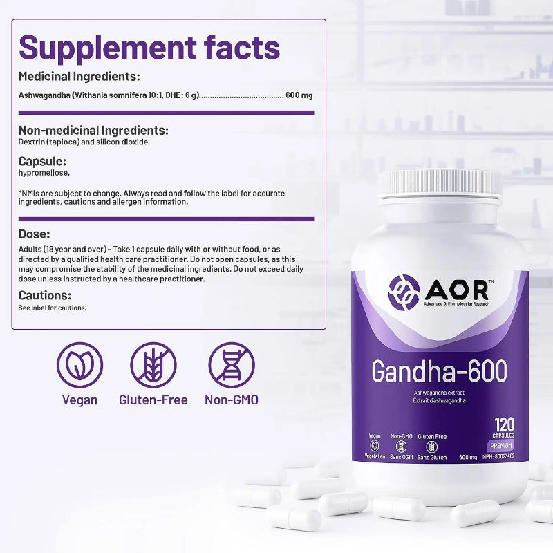 AOR 南非醉茄萃取物600毫克 120粒素食膠囊 降低壓力與舒緩焦慮