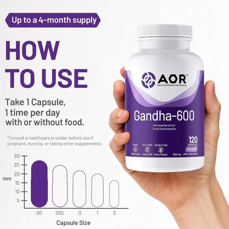 AOR 南非醉茄萃取物600毫克 120粒素食膠囊 降低壓力與舒緩焦慮