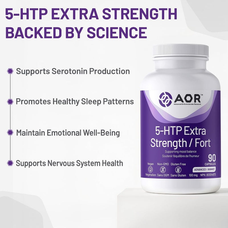 AOR 5-HTP 超强配方 90粒素食胶囊 缓解抑郁和焦虑 改善睡眠