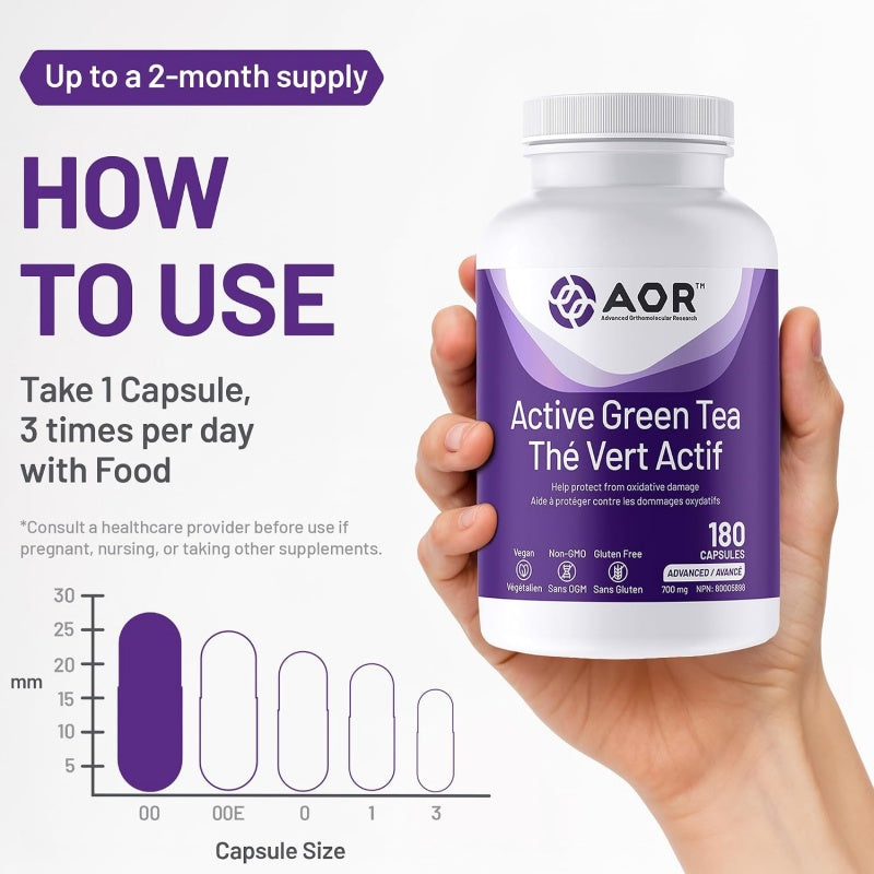 AOR 活性绿茶 700毫克 180粒胶囊 促进新陈代谢減脂