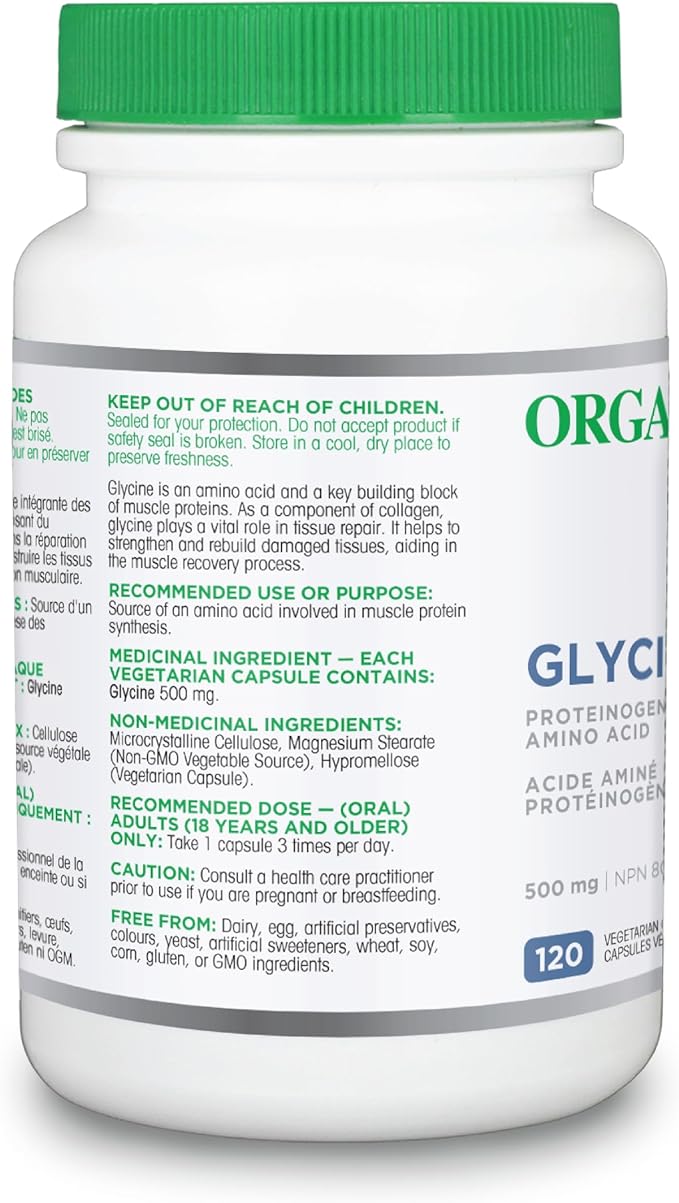 优格康 Organika Glycine - Proteinogenic Amino Acid 120 vcaps  Label instructions