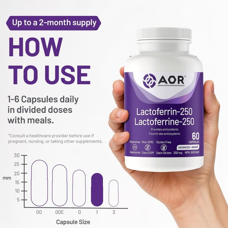 AOR Lactoferrin 250 60 vegi capsules