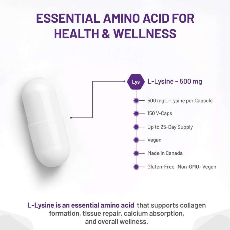 AOR L-Lysine 500mg 150 vegi capsules