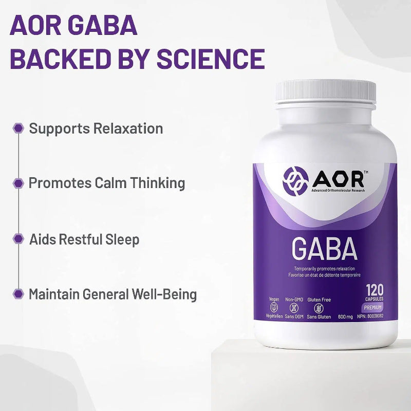 AOR GABA胶囊，600毫克，120粒素食胶囊 缓解紧张情绪，保持思维清晰