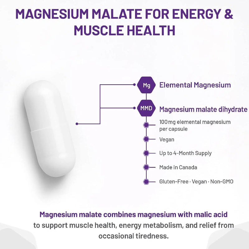 AOR Mag Malate Renew Magnesium Malate 120 Vegetarian Capsules