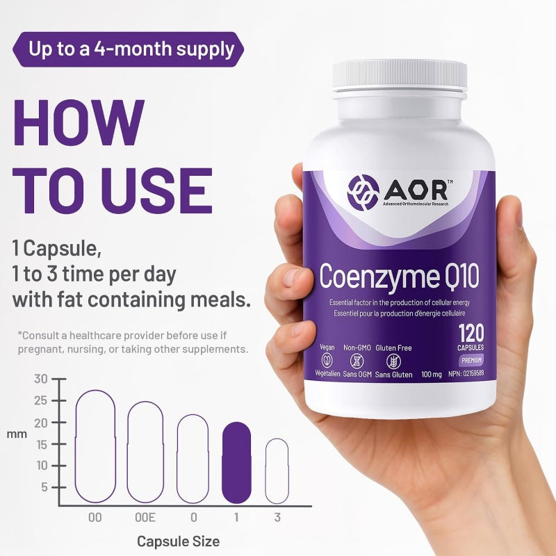 AOR Coenzyme Q10 100 mg 120 Vegan Capsules