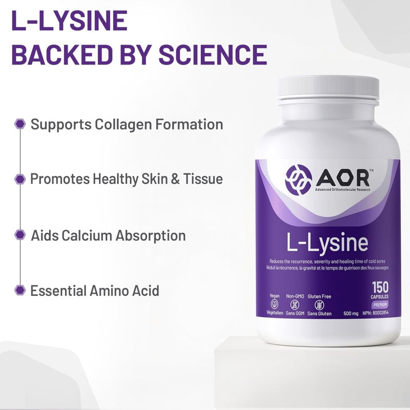 AOR L-Lysine 500mg 150 vegi capsules