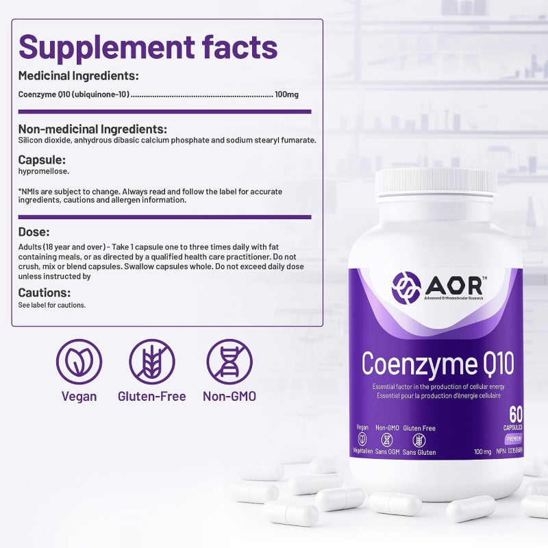 AOR 辅酶Q10 100毫克  60粒素食胶囊 心血管健康
