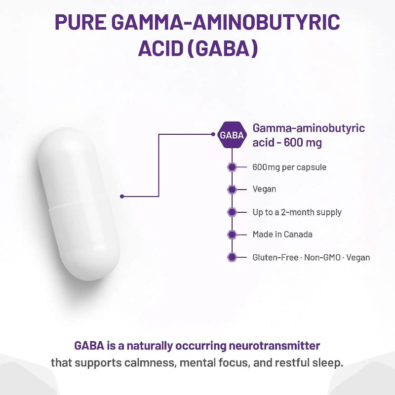 AOR GABA胶囊，600毫克，60粒素食胶囊 缓解紧张情绪，保持思维清晰