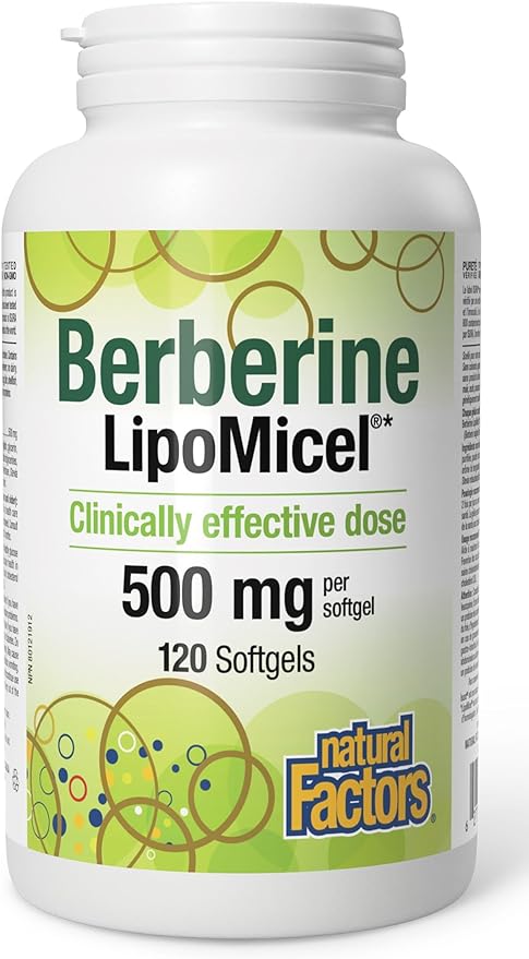 Natural Factors Berberine LipoMicel 500mg , 120 Softgels
