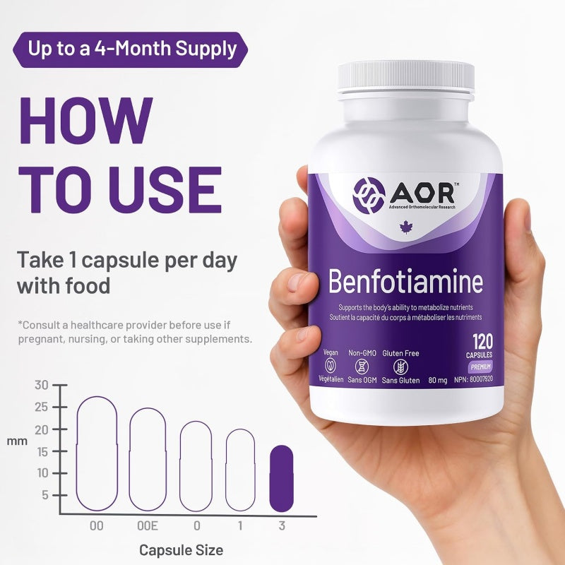 AOR Benfotiamine 80 mg 120 veg capsules