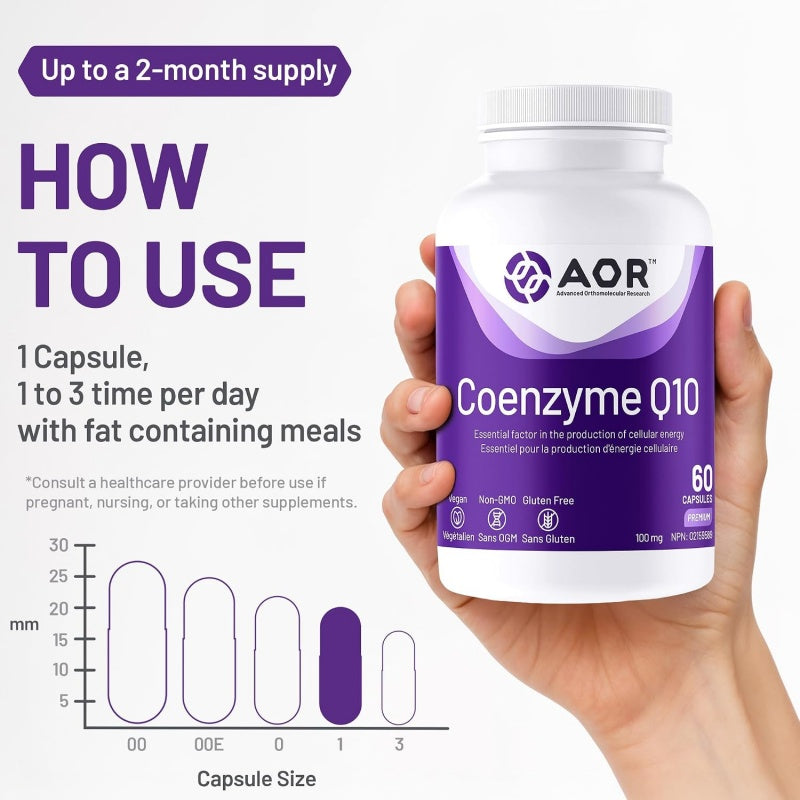 AOR 辅酶Q10 100毫克  60粒素食胶囊 心血管健康