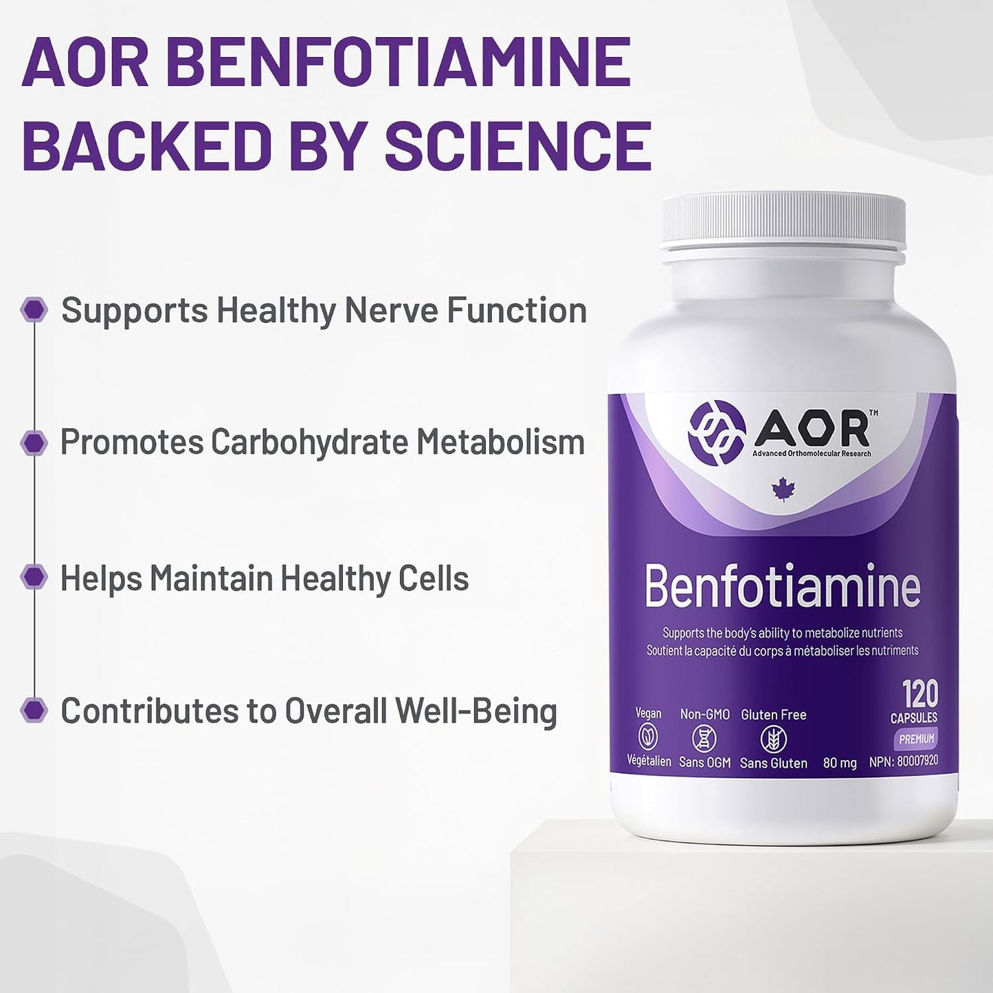 AOR Benfotiamine 80 mg 120 veg capsules