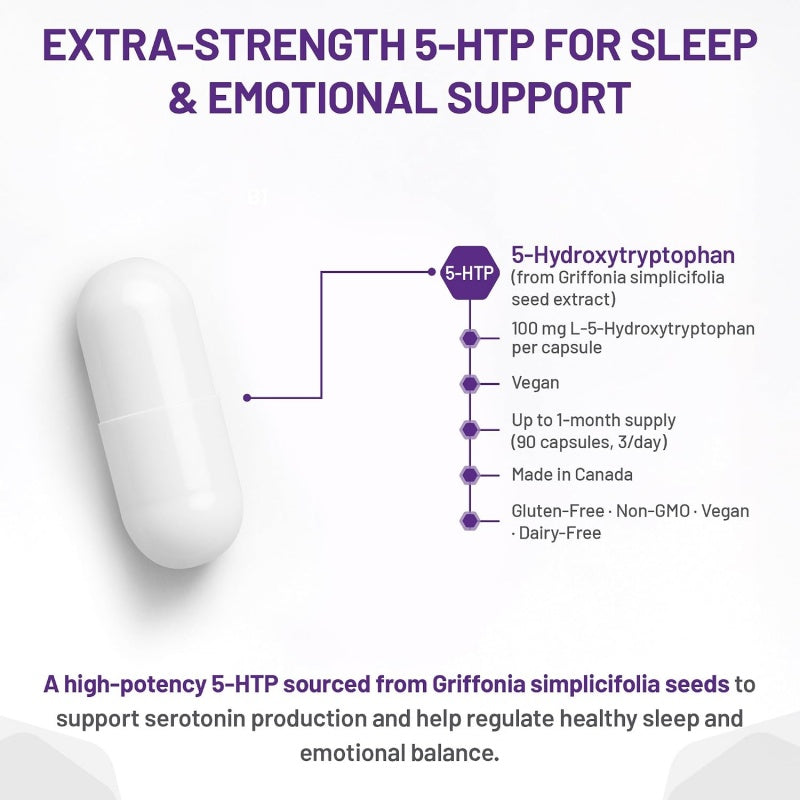 AOR 5-HTP 超强配方 90粒素食胶囊 缓解抑郁和焦虑 改善睡眠