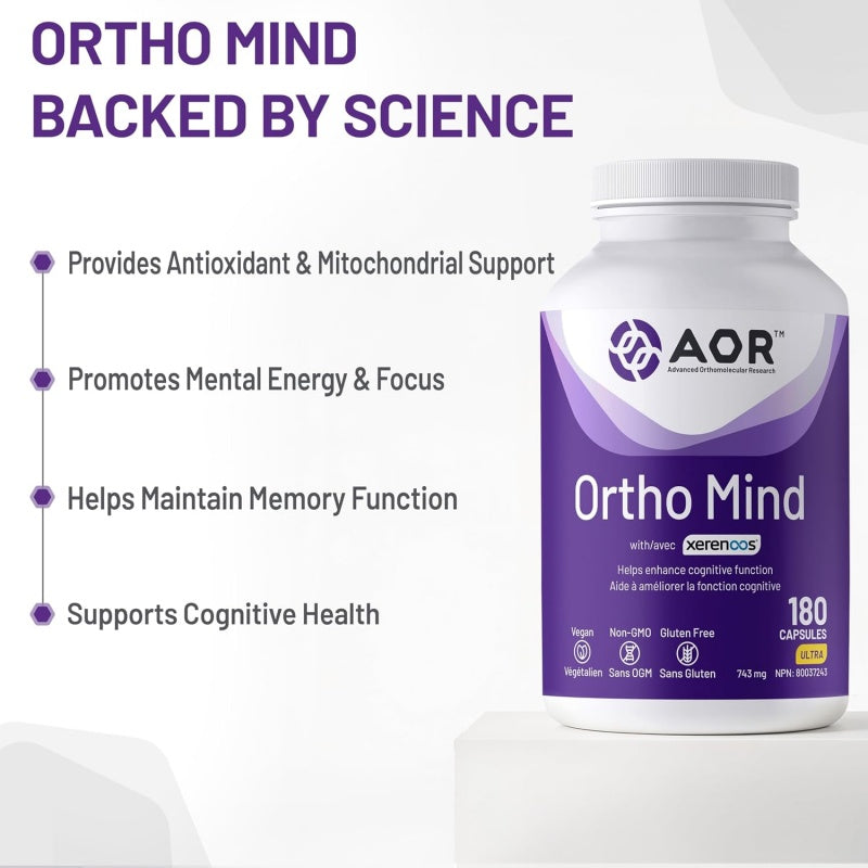 AOR Ortho Mind 認知支持膠囊 180粒素食膠囊 提升專註力和思維清晰度 